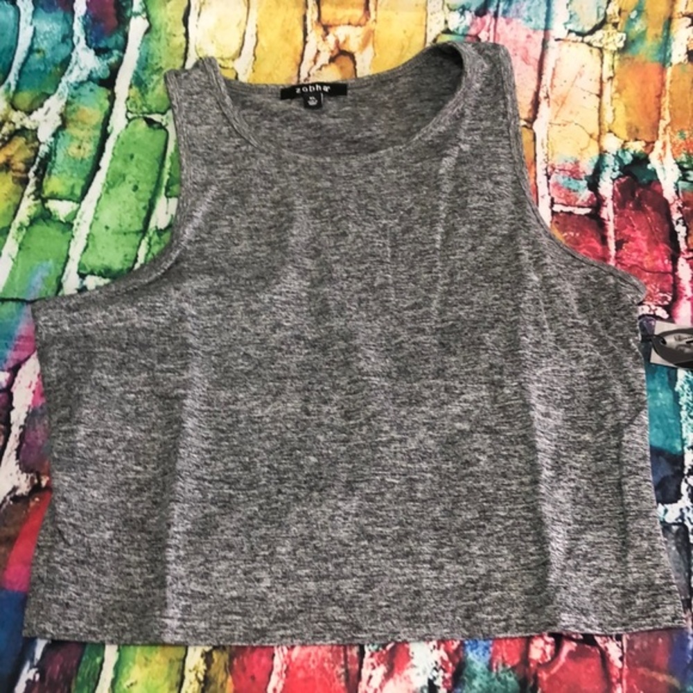 Zobha‎ athletic style crop tank top heather gray size XL